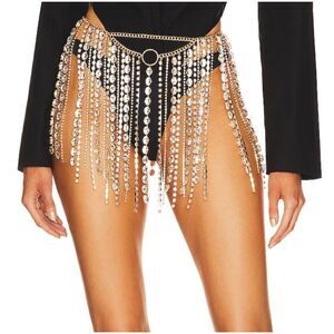 Camila Coelho Penny Skirt in Gold Sparkling Crystal  Festival Belly Dance Size L